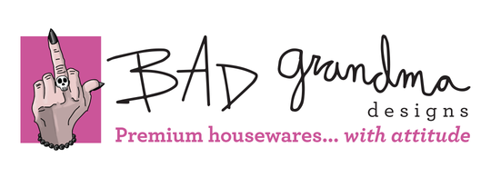 Logo for Bad Grandma Designs, a company that sells premium dishtowels and housewares with attitude.